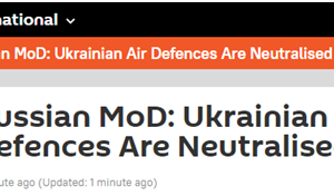 【环球网快讯】俄卫星社刚刚消息，俄罗斯国防部表示，乌克兰的防空系统已经失效。